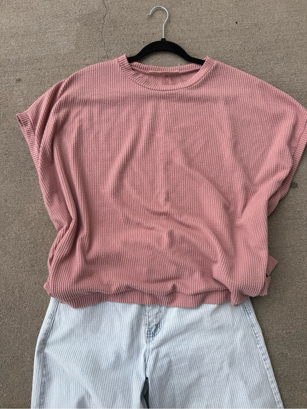 Three Bird Nest Long-Sleeve Waffle Top in Dusty Rose